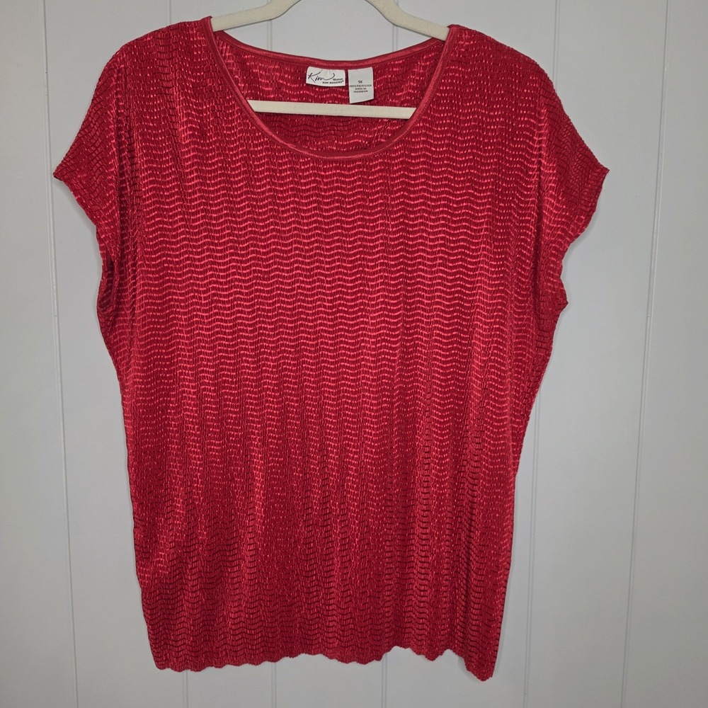 Kim Rogers Red Women's Top Blouse Stretchy Christmas Size 1X